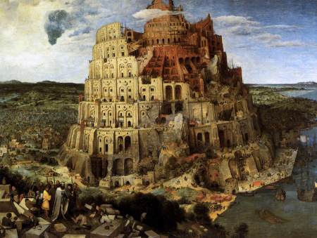 Pieter Bruegel den eldre (1526/1530-1569), "Babels tårn" (1563), olje på eikepanel, 114 cam x 155 cm, Kunsthistorisches Museum, Wien, wikimedia commons
